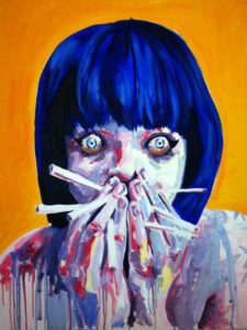 oil on canvas smoking kills alice dolling